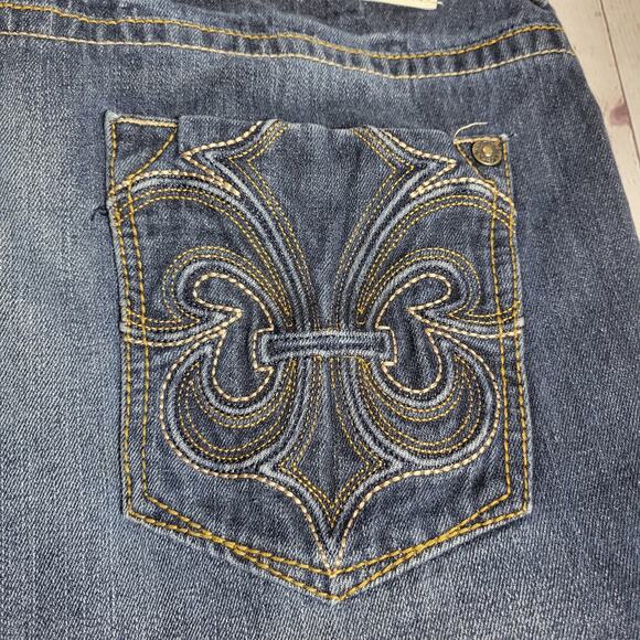 White Tag Premium Denim Jeans Mens 38x32 Dark Wash Vintage Distressed - Picture 6 of 7